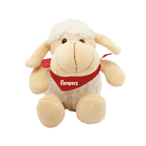 A2527, Muñeco de peluche con forma de oveja. Cuenta con bufanda a color para impresión del logotipo, la cual la puede solicitar por separado.
