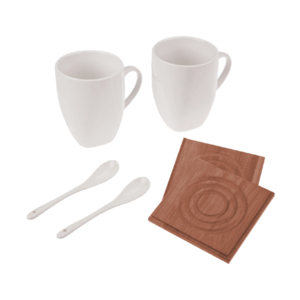 SBC1242, Set para café o té con porta tazas de bambú para 2 personas. Contenido: 6 Pzas. Presentación: caja de regalo en color negro. CAP. por taza: 10 OZ.