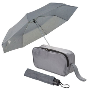 FOR 50, SET BACALAR. Paraguas de 8 páneles portátil y foldable con funda. Práctico estuche con jareta.