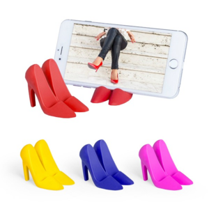 4850, Original soporte para smartphone en forma par de zapatos de tacón en suave y resistente silicona de llamativos colores.