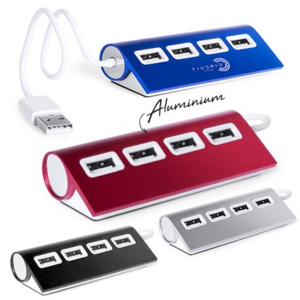 5201, Puerto USB de diseño bicolor y elegante acabado en aluminio. Incorpora 5 puertos USB 2.0 para conectar multitud de dispositivos y está especialmente diseñado para marcaje en láser. Presentado en caja individual. 4 Puertos. USB 2.0