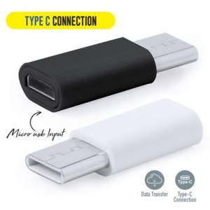 5765, Adaptador de diseño minimalista de micro USB a conexión Tipo-C. Admite carga y conexión de datos. Conexión Tipo C