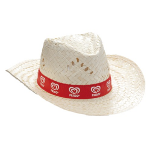 8085, Sombrero de paja en color blanco con confortable cinta interior y agujeros de ventilación.