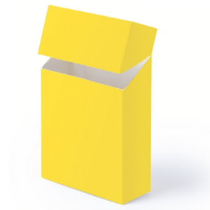 5412, Funda para cajetilla de tabaco de divertidos diseños emoji en llamativo color amarillo. En cartón de acabado brillo con emoji en parte trasera y presentación plegada.