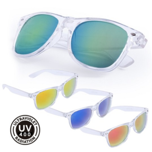 5521, Gafas de sol con protección UV400 de clásico diseño. Con montura de transparente y lentes espejadas en variada gama de colores. Protección UV400