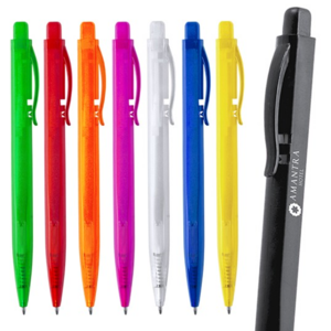 6035, Original bolígrafo con cuerpo rectangular de acabado translúcido monocolor. Con mecanismo pulsador, original clip y disponible en extensa gama de colores. Tinta azul.