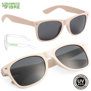 6354, Gafas de sol de línea nature con protección UV400. Con montura en fibra de bambú y lentes tintadas a juego. Protección UV400