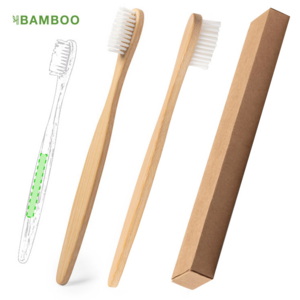 6362, Cepillo de dientes de línea nature. Fabricado en bambú y presentado en caja individual de diseño eco.