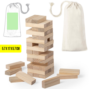 6419, Juego de habilidad para los más manitas. Incluye 45 piezas de madera y viene presentado en una resistente funda de algodón con cierre de cordón. 45 Piezas