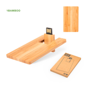 6445 16GB, Memoria USB tarjeta de línea nature. 16GB de capacidad. De diseño plano, en bambú procedente de cortes naturales. Mecanismo plegable y presentada en atractiva caja de diseño eco. Presentación Individual
