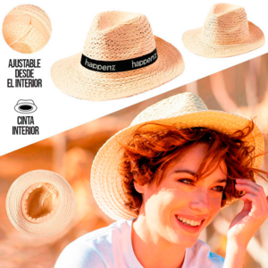 1036, Sombrero de alta calidad en material sintético y acabado natural. Ajustable desde el interior y con confortable cinta interior a juego. Ajustable