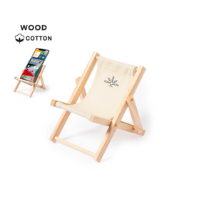 1609, Original soporte para smartphone plegable, con estructura fabricada en madera y tela en 100% algodón de acabado natural. Plegable. 2 Posiciones