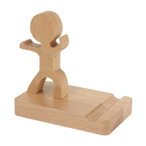 KTC 310, BASE CHOOYU. Base de madera para smartphone con forma de muñeco.