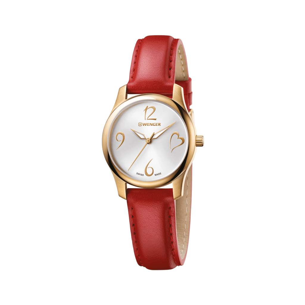 01.1421.113, CITY VERY LADY Ø34 4N PDV, Silver dial, Red leather - Wenger
