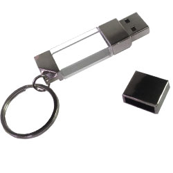 MEM-K02, MEMORIA USB DE 8 GB DE CRISTAL CON LLAVERO, INCLUYE ESTUCHE MAETALICO