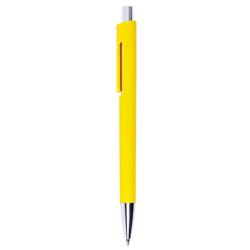 BP238, BOLÍGRAFO PLÁSTICO INN. Bolígrafo con cuerpo de color. Clip innovador. Puntera y pulsador con detalles color plata