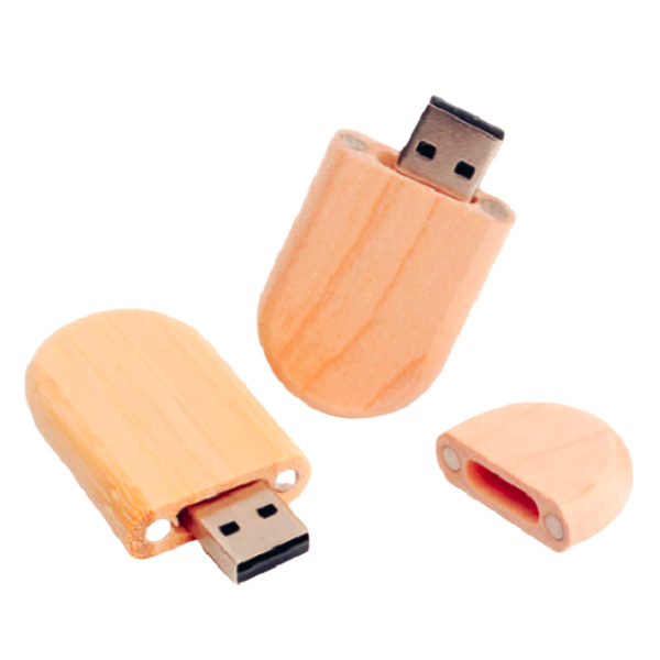 LD182ME-4GB, USB de Madera, Ovalada con Tapa Magnética