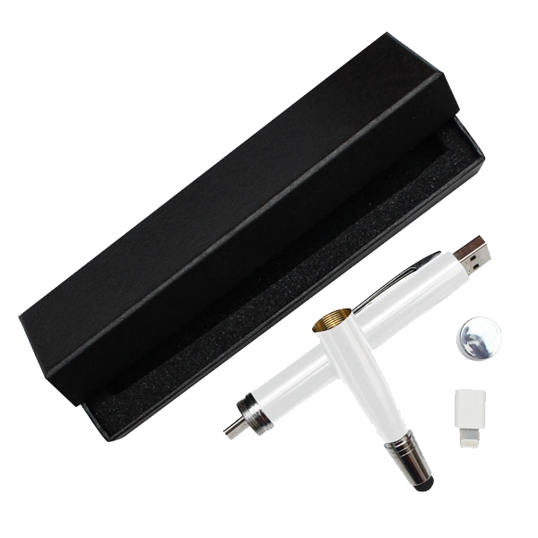 BAN016-SIN, Boligrafo con Power Bank y punta touch para usar en dispositivos tactiles. Incluye: Estuche de carton negro y convertidor de conector Android a iOS. 1000mAh, tinta color negro.