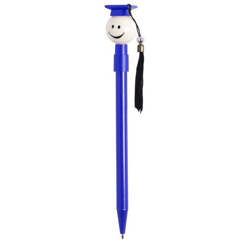 5735, Divertido bolígrafo para los graduados en variada gama de vivos colores. Con pom pom de tela y tinta azul.