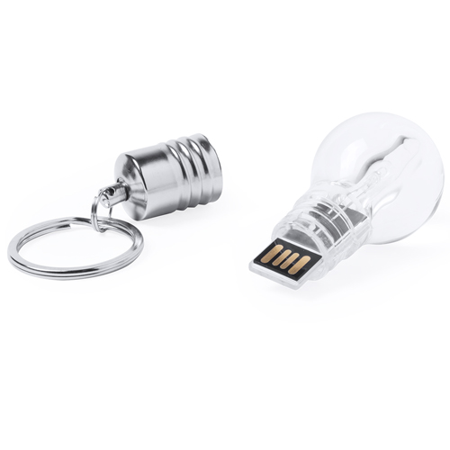 5757 8GB, Memoria USB de 8GB de capacidad con original diseño de bombilla que se ilumina con luz blanca al conectarla al puerto USB. Con llavero y presentada en estuche individual.