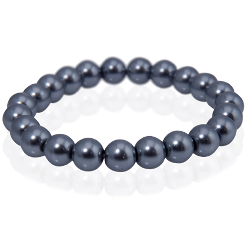 7040, Elegante pulsera ajustable de perlas de cristal. Disponible en colores blanco y gris. Ajustable