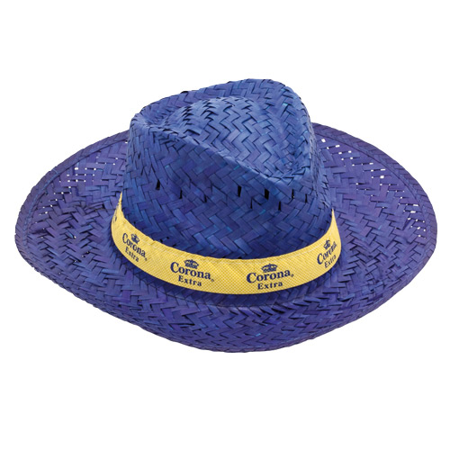 9195, Sombrero de paja en variada gama de vivos colores con confortable cinta interior.