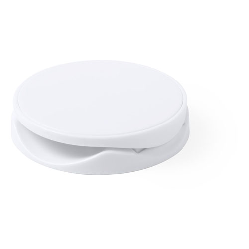 6591, Soporte para smartphone plegable en elegante acabado de color blanco, especialmente diseñado para marcaje en tampografía. Con adhesivo 3M, de fijación extra fuerte y libre de residuos al despegarlo del dispositivo. Adhesivo
