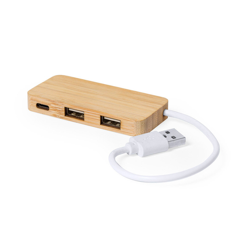 1140, Puerto USB 2.0 de línea nature y fabricado en bambú. Incluye 1 puerto Tipo C y 2 puertos USB. Presentado en atractiva caja de diseño eco.  1 Puerto Tipo C. 2 Puertos USB 2.0