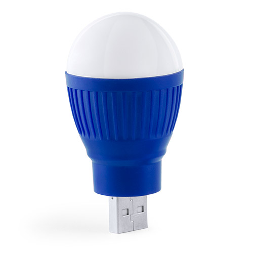 4822, Lámpara de tecnología led con forma de bombilla y alimentación USB. En original diseño bicolor y presentada en elegante caja individual en color plateado. 1 Led