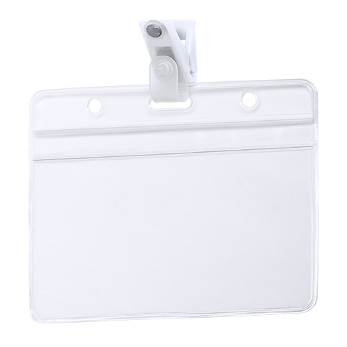 4824, Identificador troquelado en PVC con clip de fijación en color blanco. Disponible en diseño horizontal y vertical.