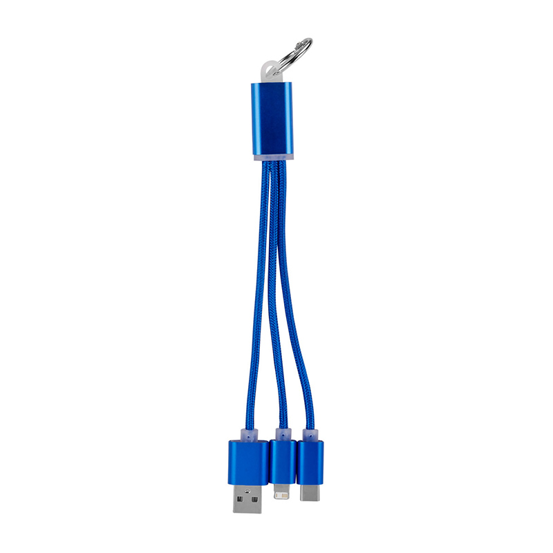 CEL 039, CABLE JENIFRA. Cable cargador compatible con USB, 8 pin, micro USB y entrada tipo C.