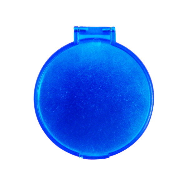 BE-006, Espejo de bolsillo redondo fabricado en plástico, colores: azul, blanco, morado, rosa, rojo y naranja