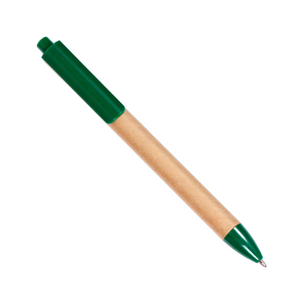 BL-097, Bolígrafo ecológico, barril color cartón y accesorios de plástico con tinta negra.