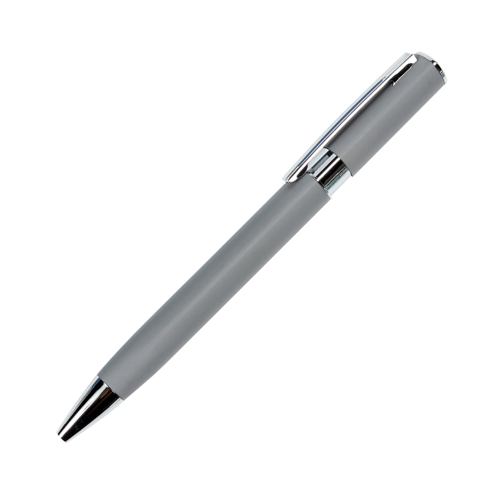 BL-118, Bolí­grafo retráctil fabricado en aluminio con forma triangular, tinta de escritura negra.