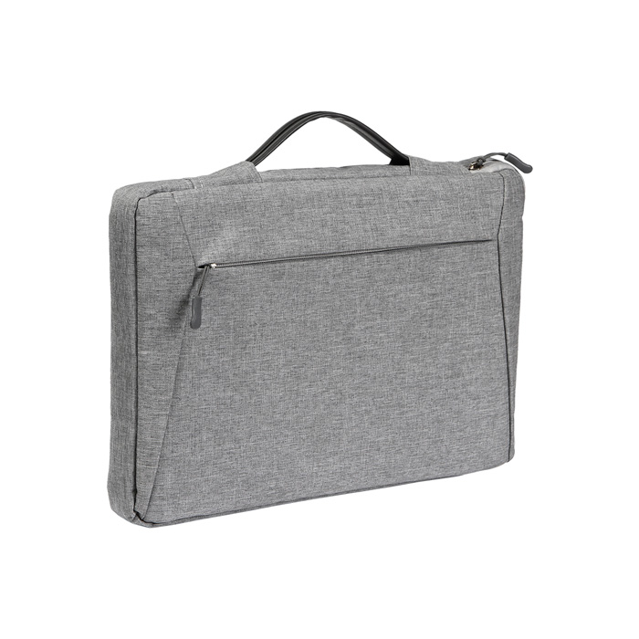 EX-075, Porta laptop fabricado en poliéster, nylon y poliuretano. Con bolsa trasera con cierre y asa superior.