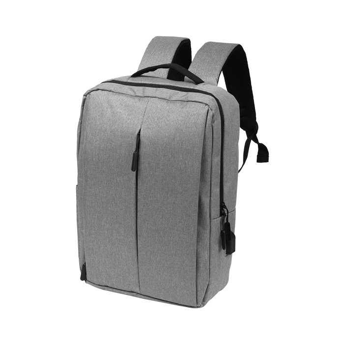 TX-162, Backpack Jozani. Backpack promocional fabricada en poliéster, con correas ajustables, bolsillos frontal y lateral con cierre, asa superior y puerto integrado para carga usb. Incluye cable usb.