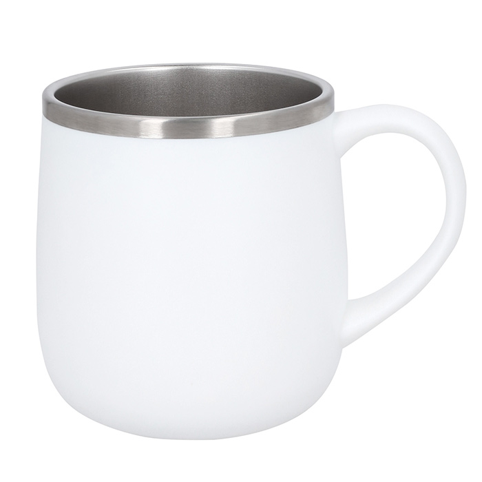 HO 137, SABO. Taza con doble pared interior de acero inoxidable y exterior de plástico con asa.