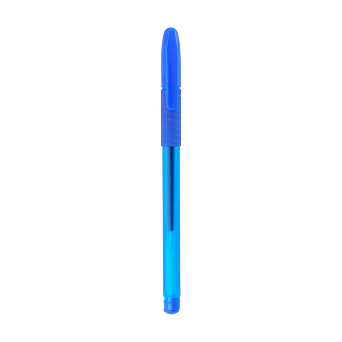 GL 23901, LAAX. Bolígrafo de plástico con tinta de gel, tapa sólida y clip de plástico.