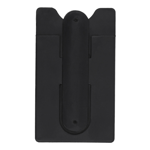 SO-071, Porta tarjetero de silicón con clip retráctil que sirve como soporte para el celular y enrollar auriculares.
